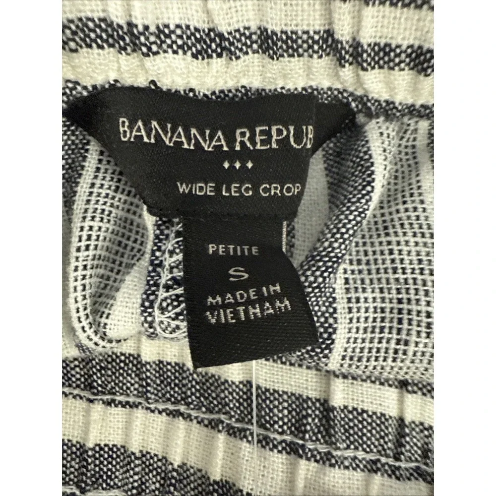 BANANA REPUBLIC Factory Wide Leg High Rise Drawstring Striped Cropped PANTS SP